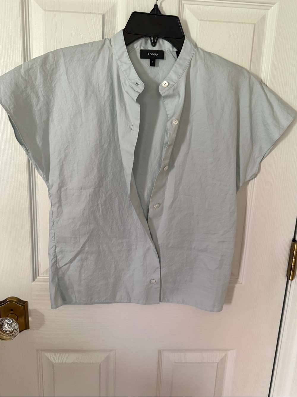 Theory  Light Blue Short-Sleeve Button-Up Shirt